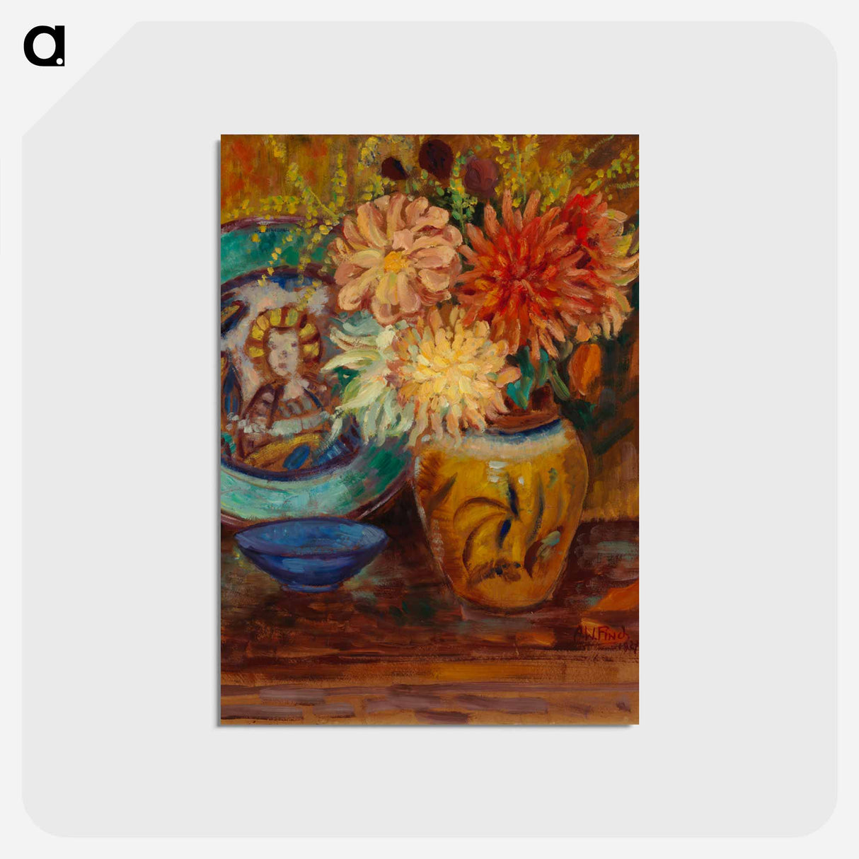 Chrysanthemums - アルフレッド ウィリアム フィンチ Postcard.