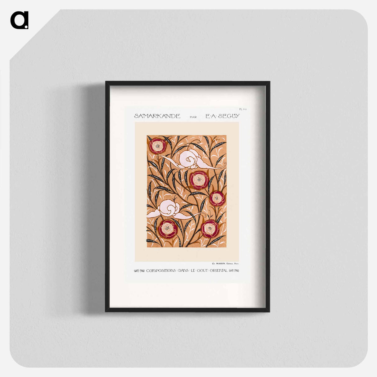 Art Nouveau Flower pattern stencil print in oriental style - E.A.セギー Poster.