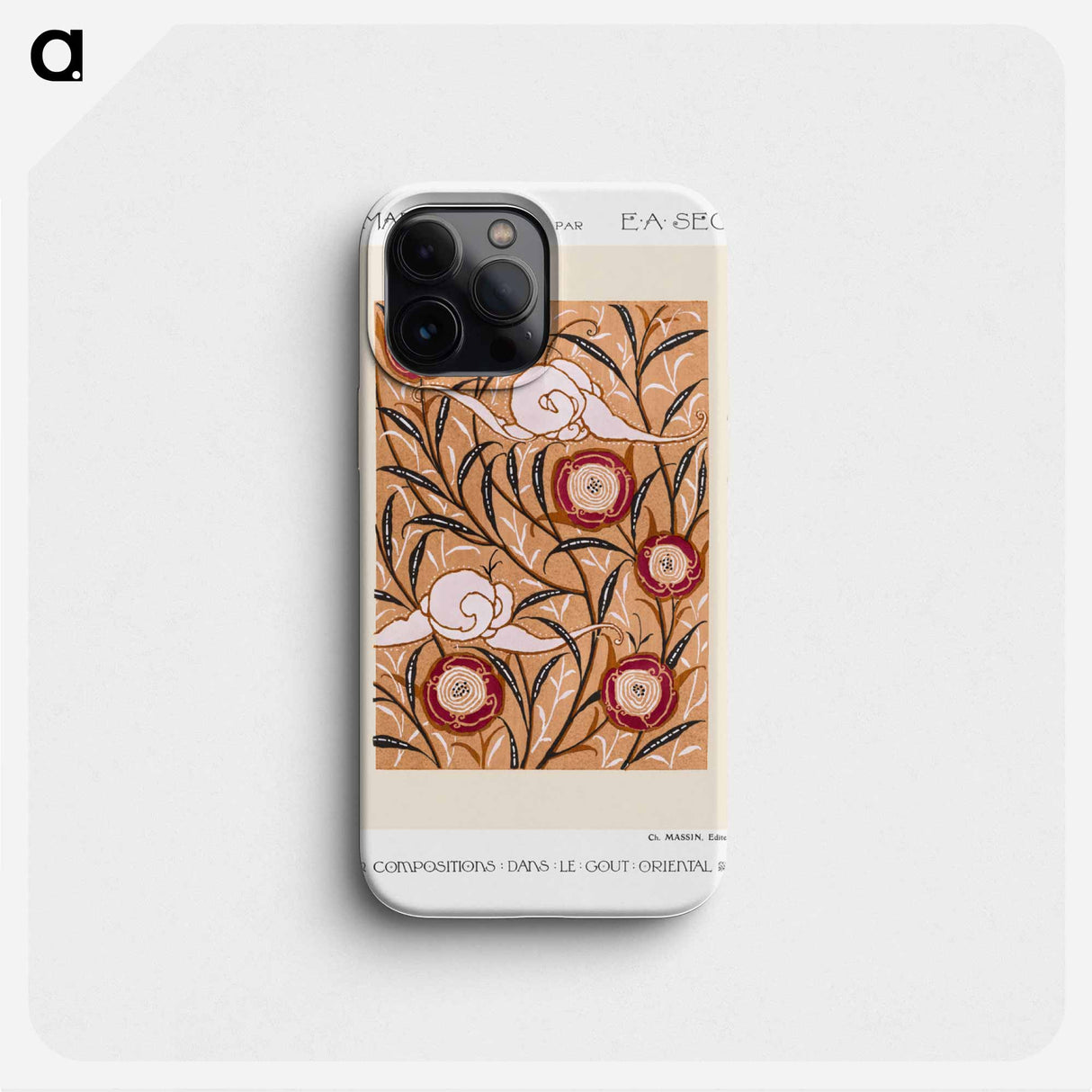 Art Nouveau Flower pattern stencil print in oriental style - E.A.セギー Phone Case.