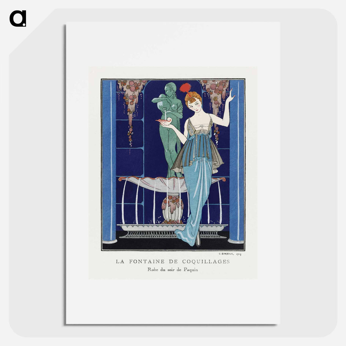 The Fontaine of Coquillages: Robe of Paquin - Georges Barbier Poster.