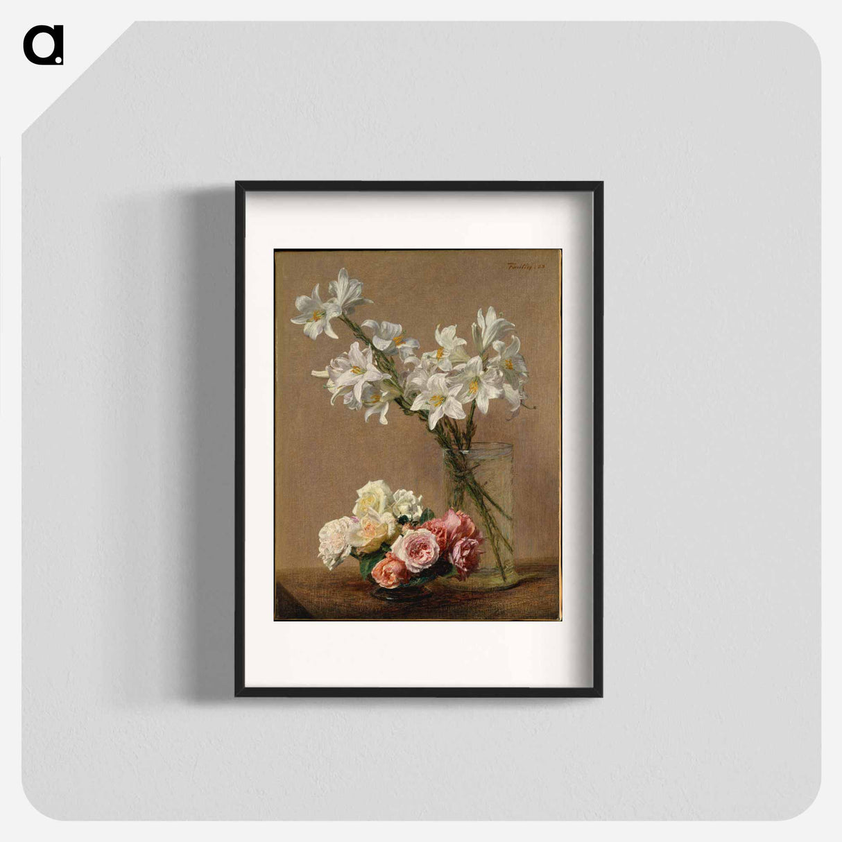 Roses and Lilies - アンリ ファンタン ラトゥール Poster.