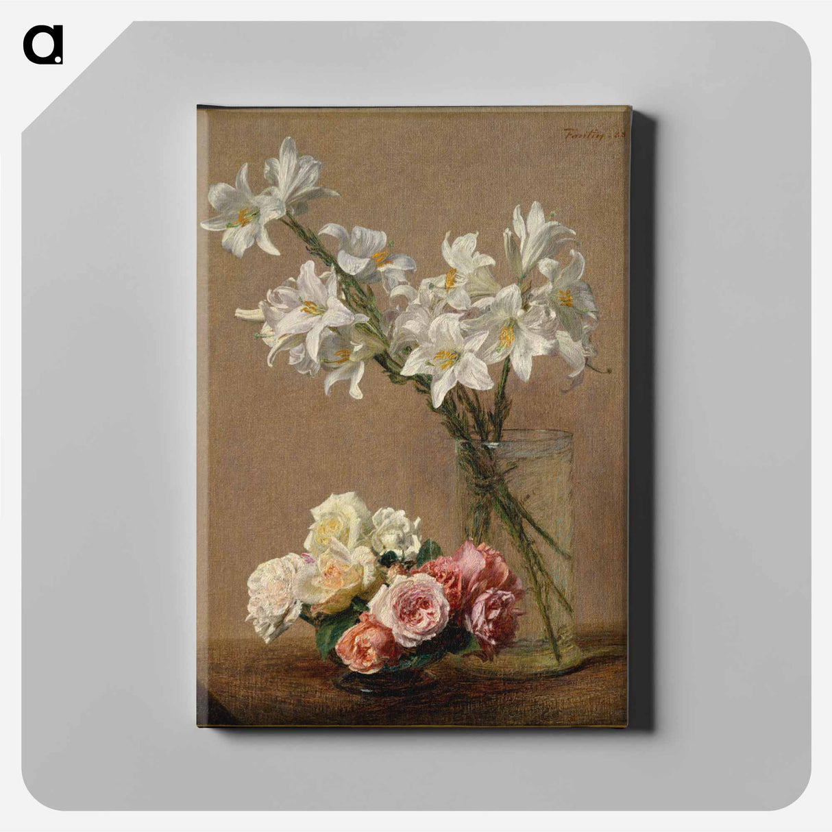Roses and Lilies - アンリ ファンタン ラトゥール Canvas.
