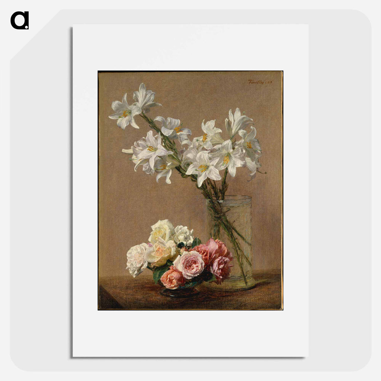 Roses and Lilies - アンリ ファンタン ラトゥール Poster.