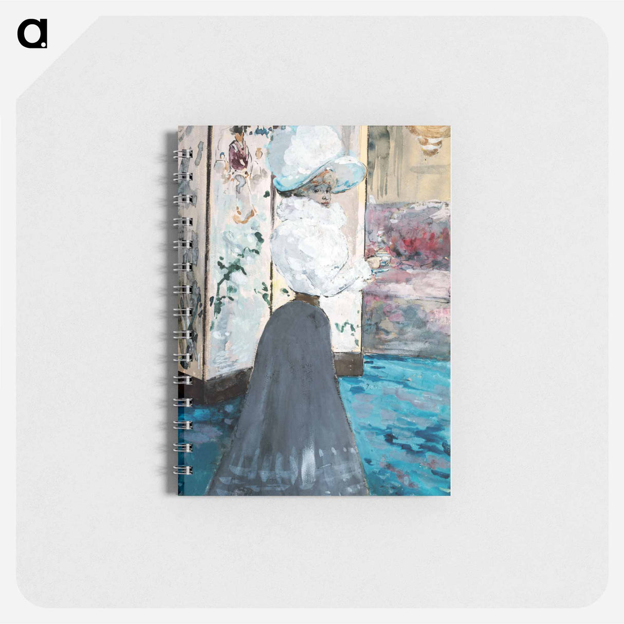 Woman holding a cup in front of a Japanese folding screen - アンリ ソム Memo.