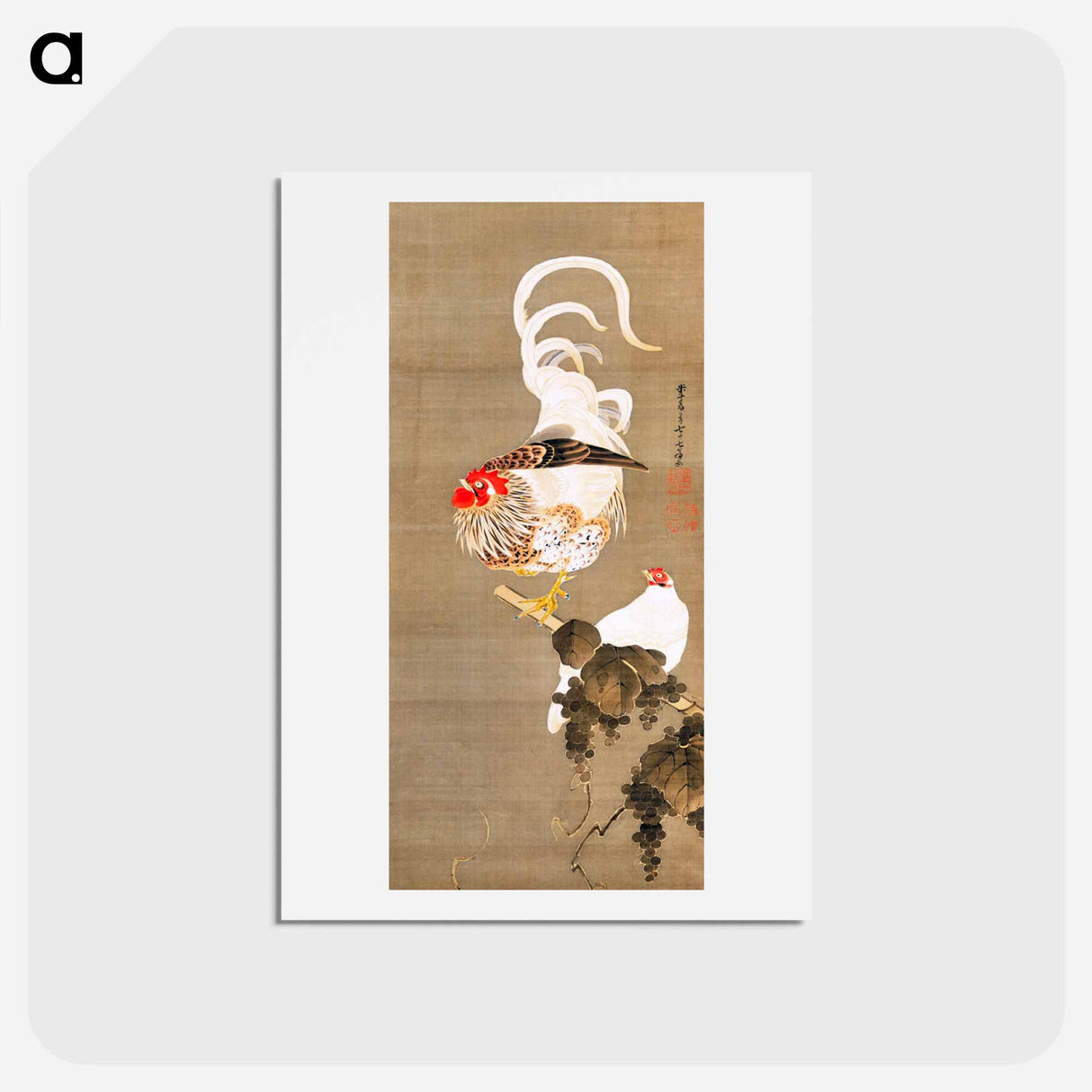 アートポストカード-Hen and Rooster with Grapevine
- 伊藤若冲 Postcard.