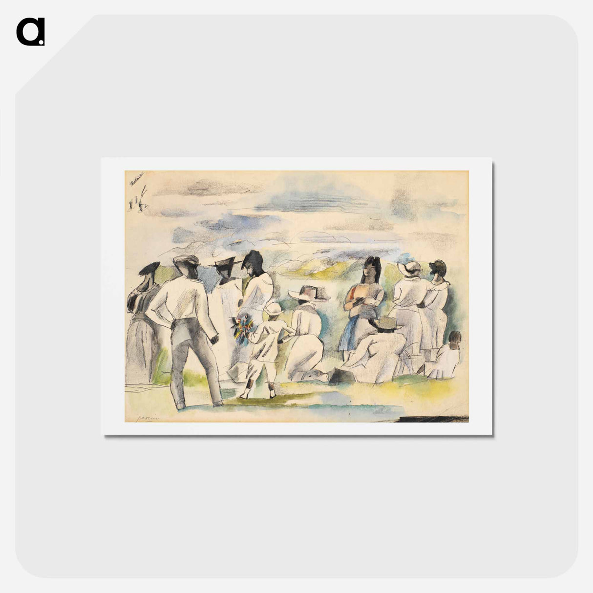 アートポストカード-Group of Figures with Boy Holding Flowers
- ジュール パスキン Postcard.