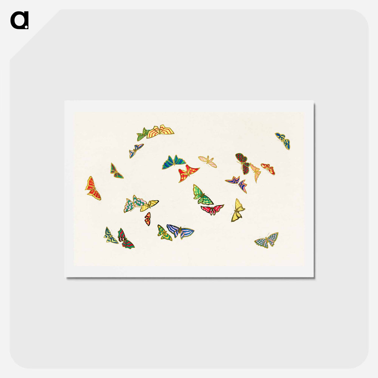 アートポストカード-Vintage butterfly - 神坂 雪佳 Postcard.