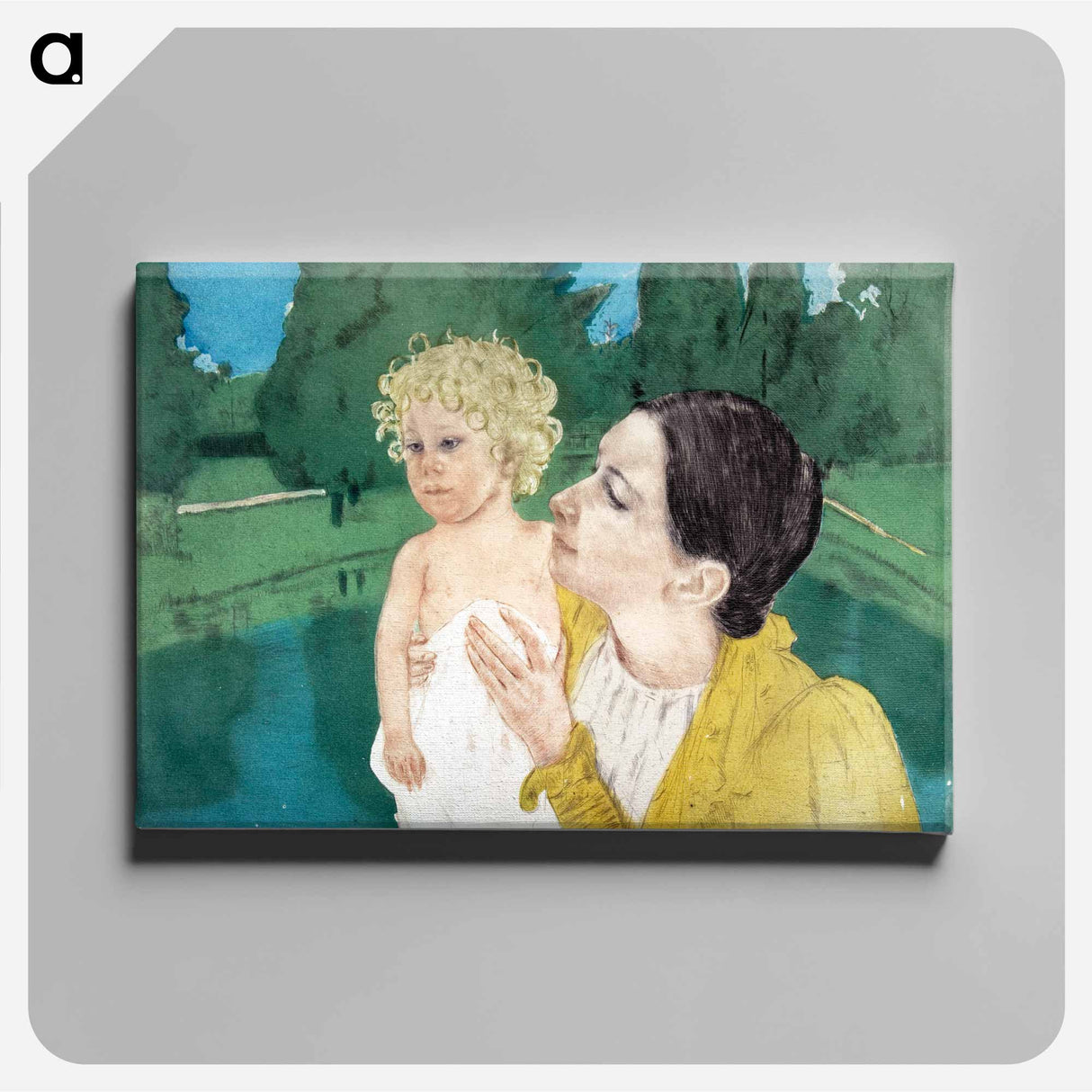 アートパネル-By the Pond - メアリー カサット Canvas.