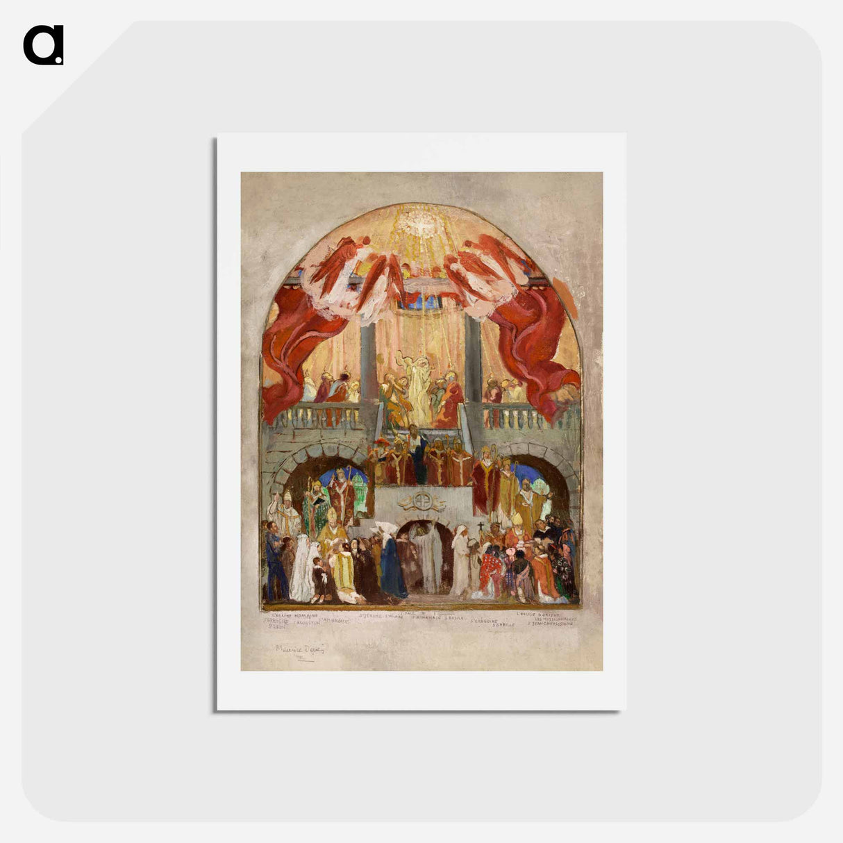 アートポストカード-Sketch for the Church of the Holy Spirit (XIIth arrondissement): Pentecost, the Roman Church, the Eastern Church - モーリス ドニ Postcard.