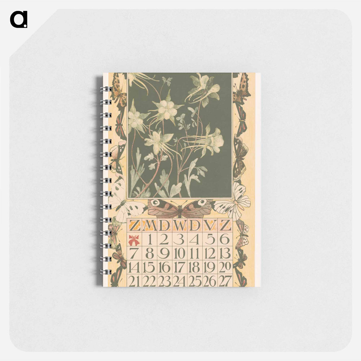 Kalenderblad juni met akeleien en vlinders - テオ ヴァン ホイテマ Memo.