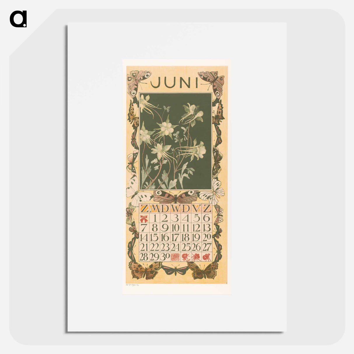 Calendar days with cute animals - Theo van Hoytema Poster.