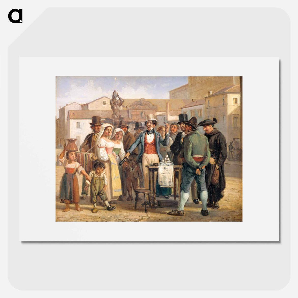 A Charlatan Selling Blacking in the Piazza Barberini in Rome - Wilhelm Marstrand Poster.