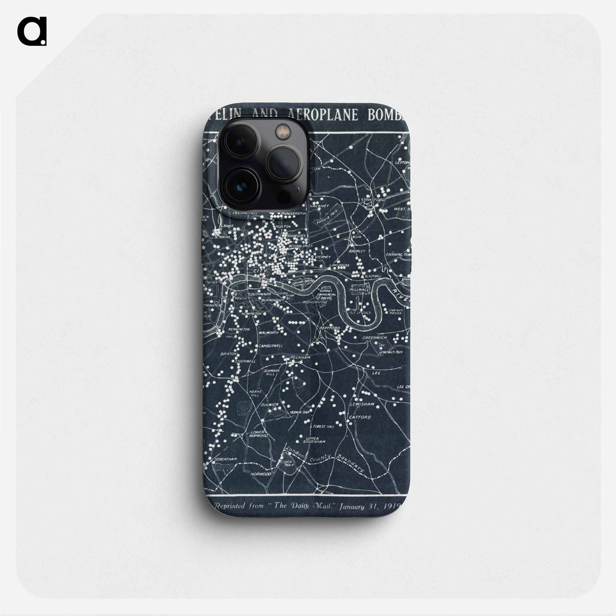 Map of Zeppelin and aeroplane bombs on London - アンティーク地図 Phone Case.