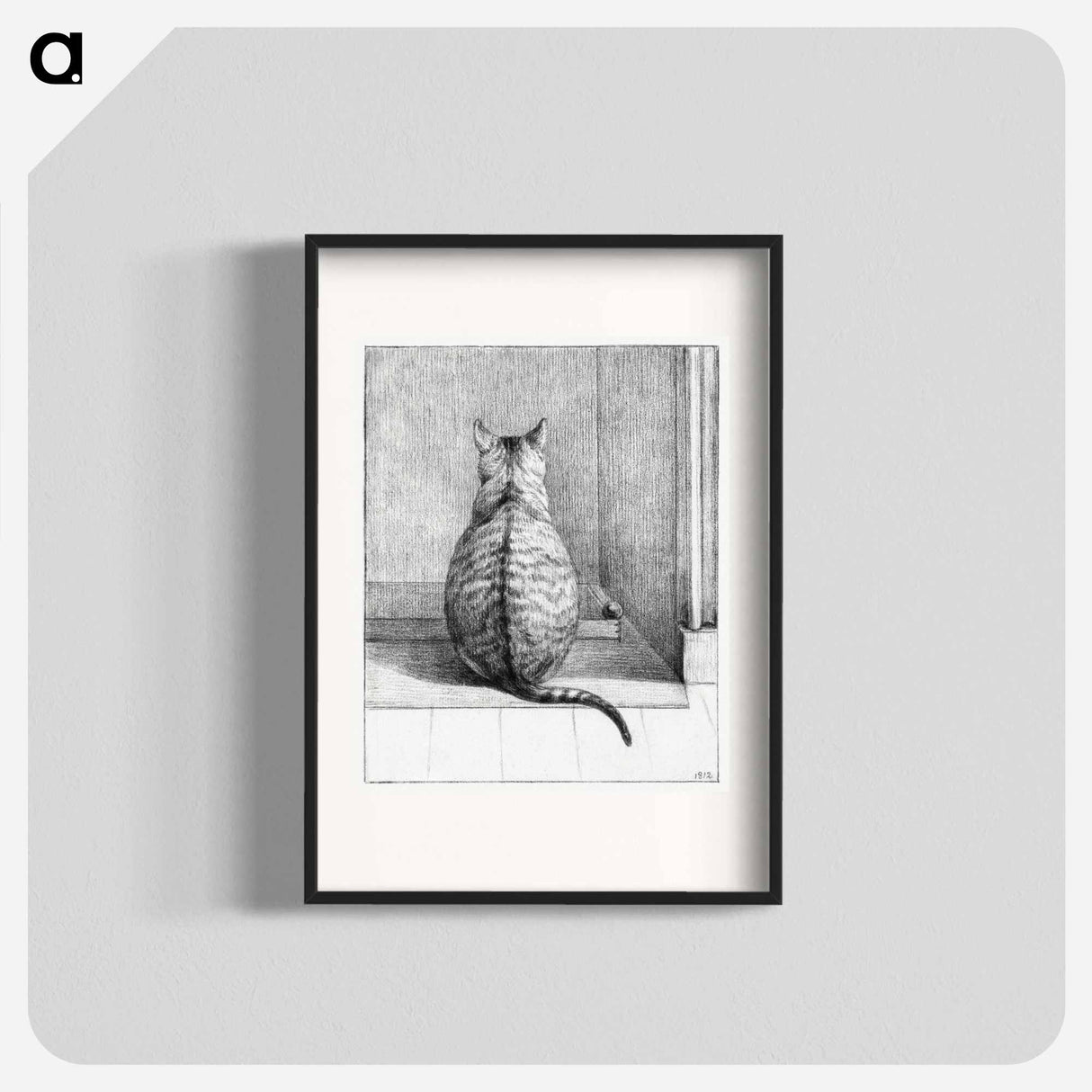 Sitting cat, from behind - Jean Bernard Poster.