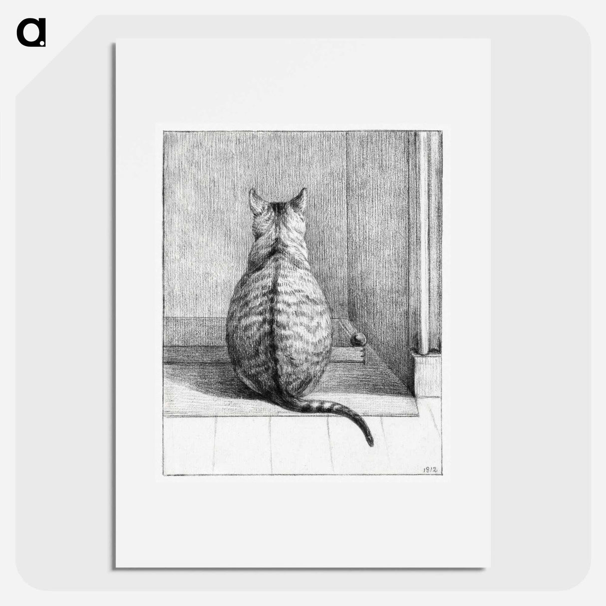 Sitting cat, from behind - Jean Bernard Poster.