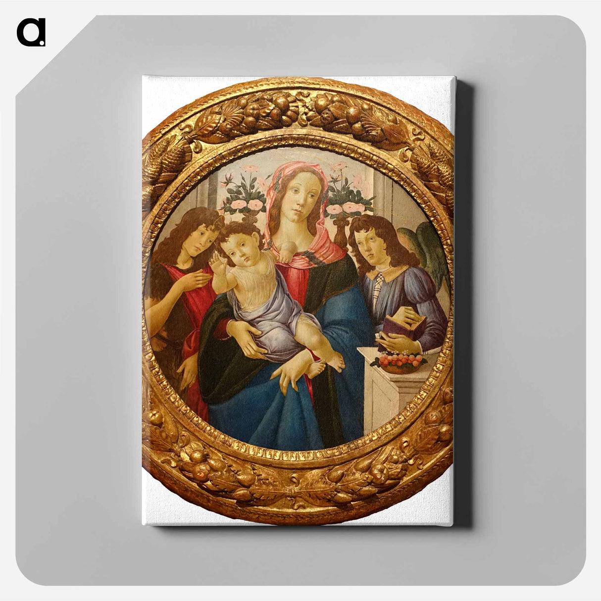 Madonna and Child with Saint John the Baptist and Angel - サンドロ ボッティチェッリ Canvas.