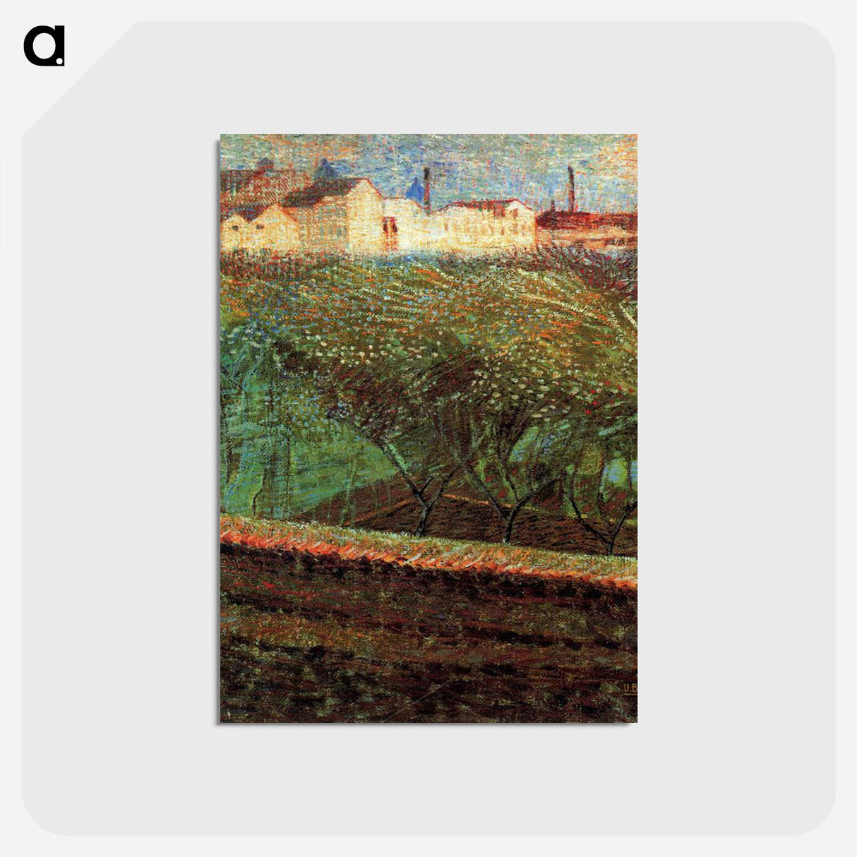 アートポストカード-April Evening - ウンベルト ボッチョーニ Postcard.