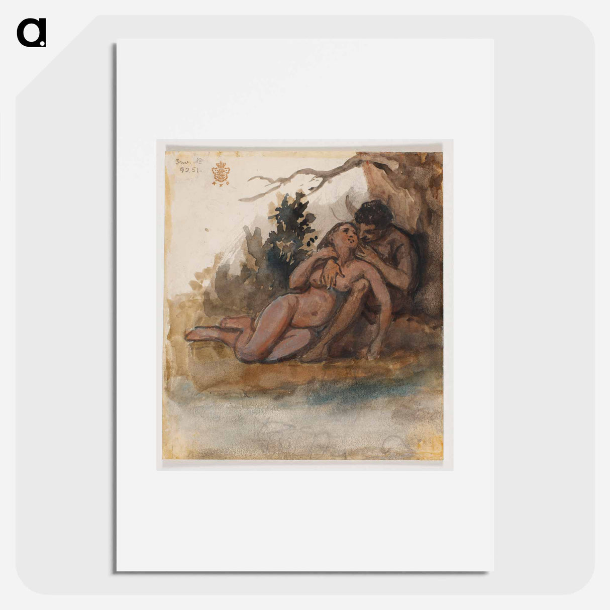 A naked couple by a tree - Wilhelm Marstrand Poster.