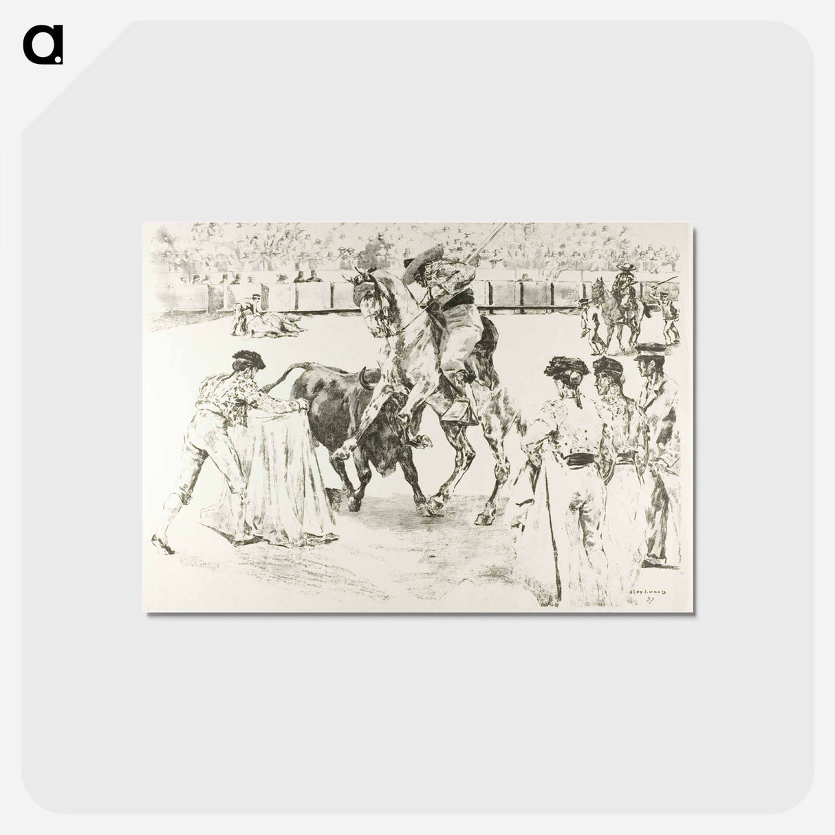 アートポストカード-Bull-Fight - アレクサンドル ルノア Postcard.