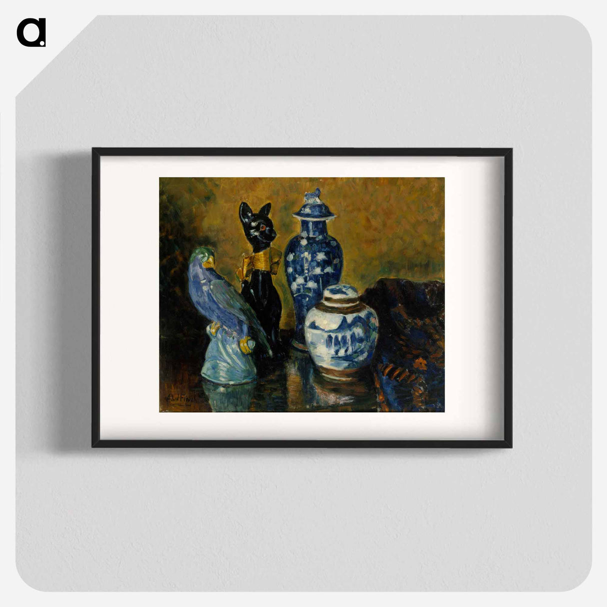 Still life with blue figurines - アルフレッド ウィリアム フィンチ Poster.