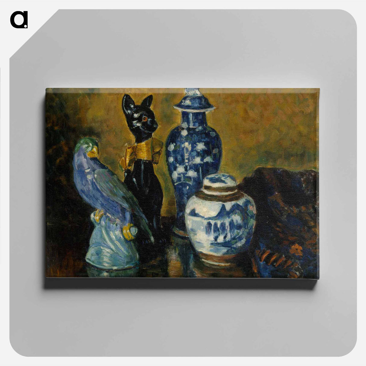 Still life with blue figurines - アルフレッド ウィリアム フィンチ Canvas.