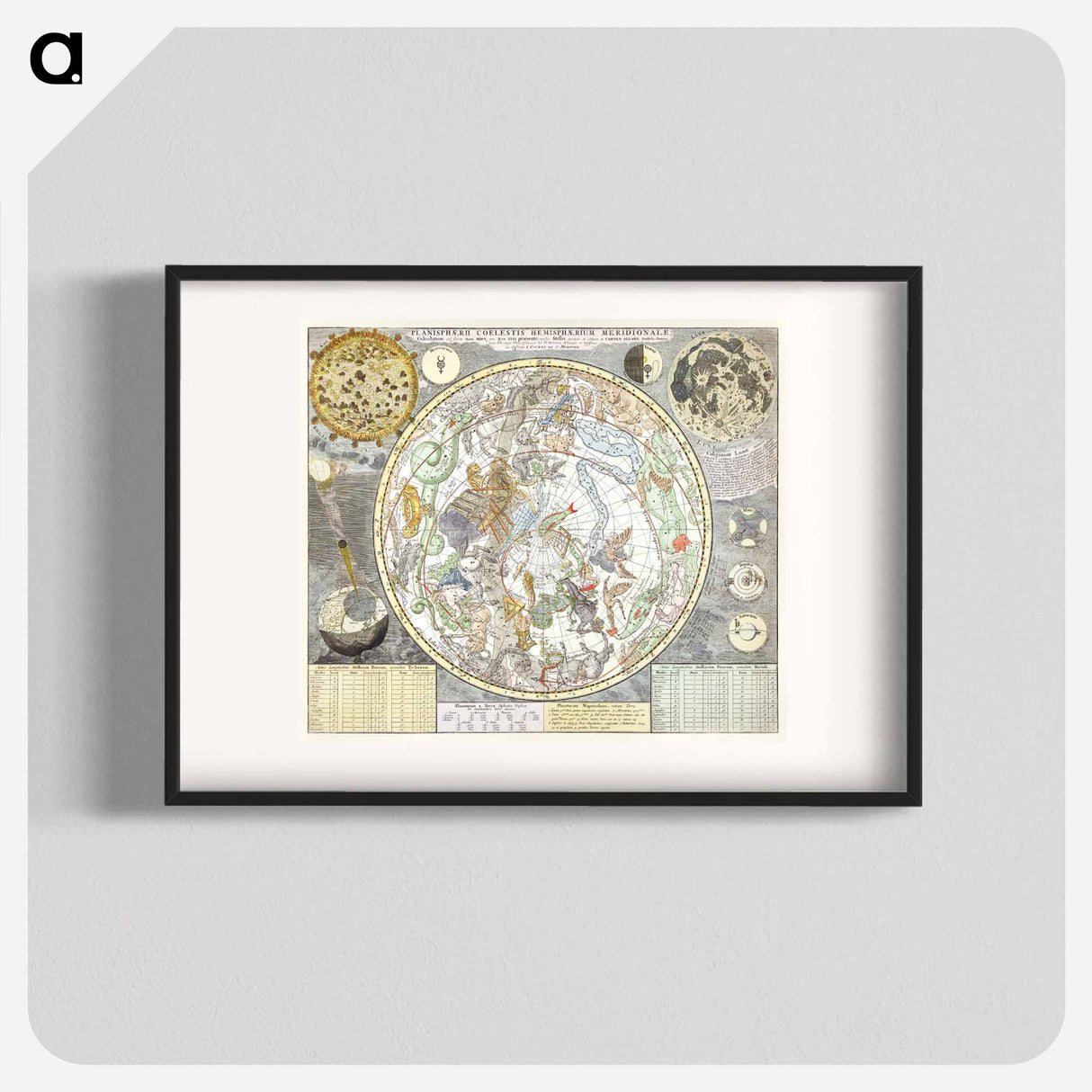 Sterrenkaart van de zuidelijke sterrenhemel - アンティーク地図 Poster.