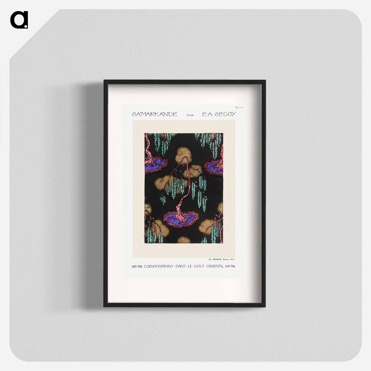 Tree pochoir pattern in oriental style - E.A.セギー Poster.