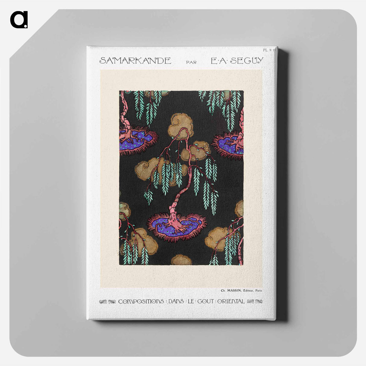 Tree pochoir pattern in oriental style - E.A.セギー Canvas.