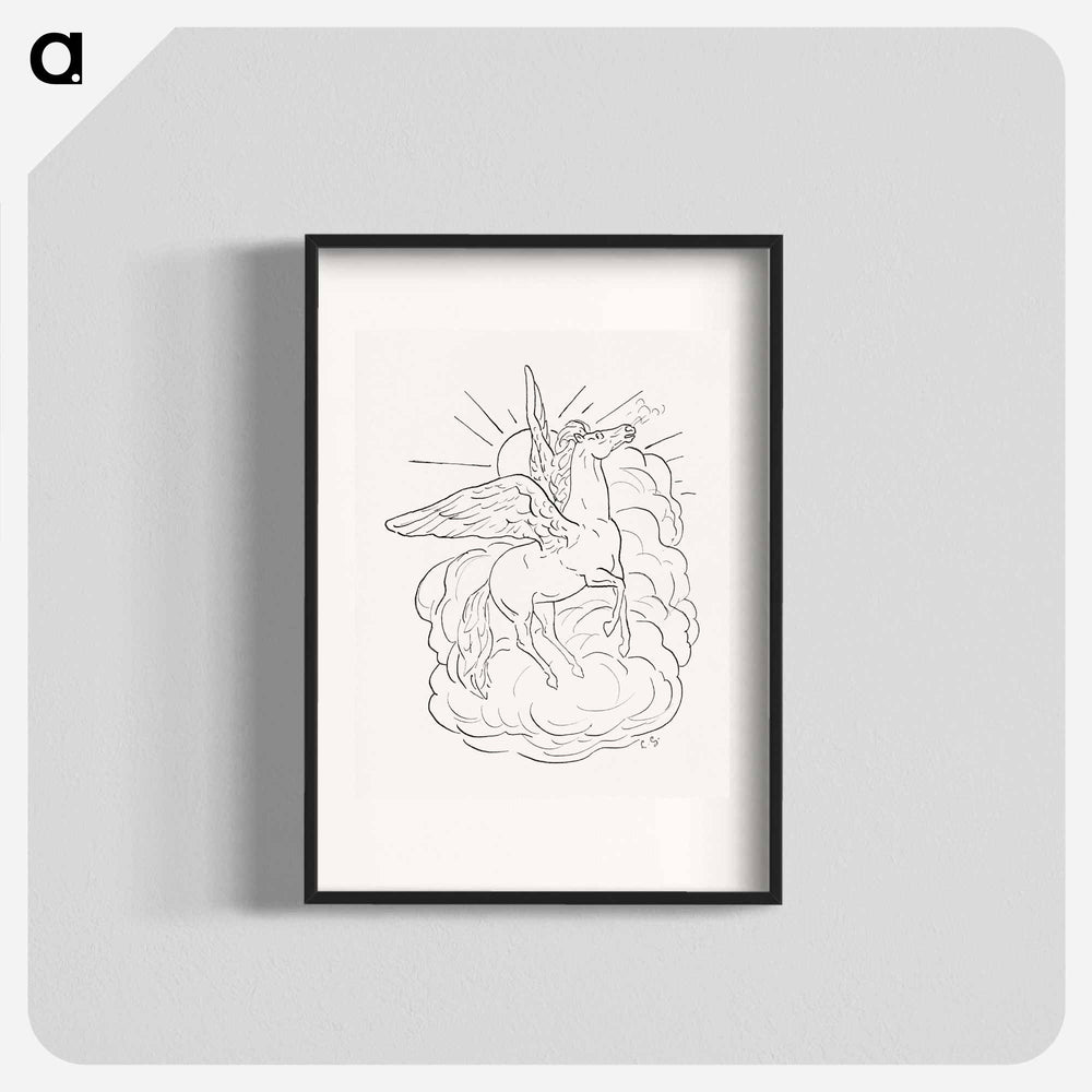 Pegasus flies in front of a cloud - Leo Gerstel Poster.