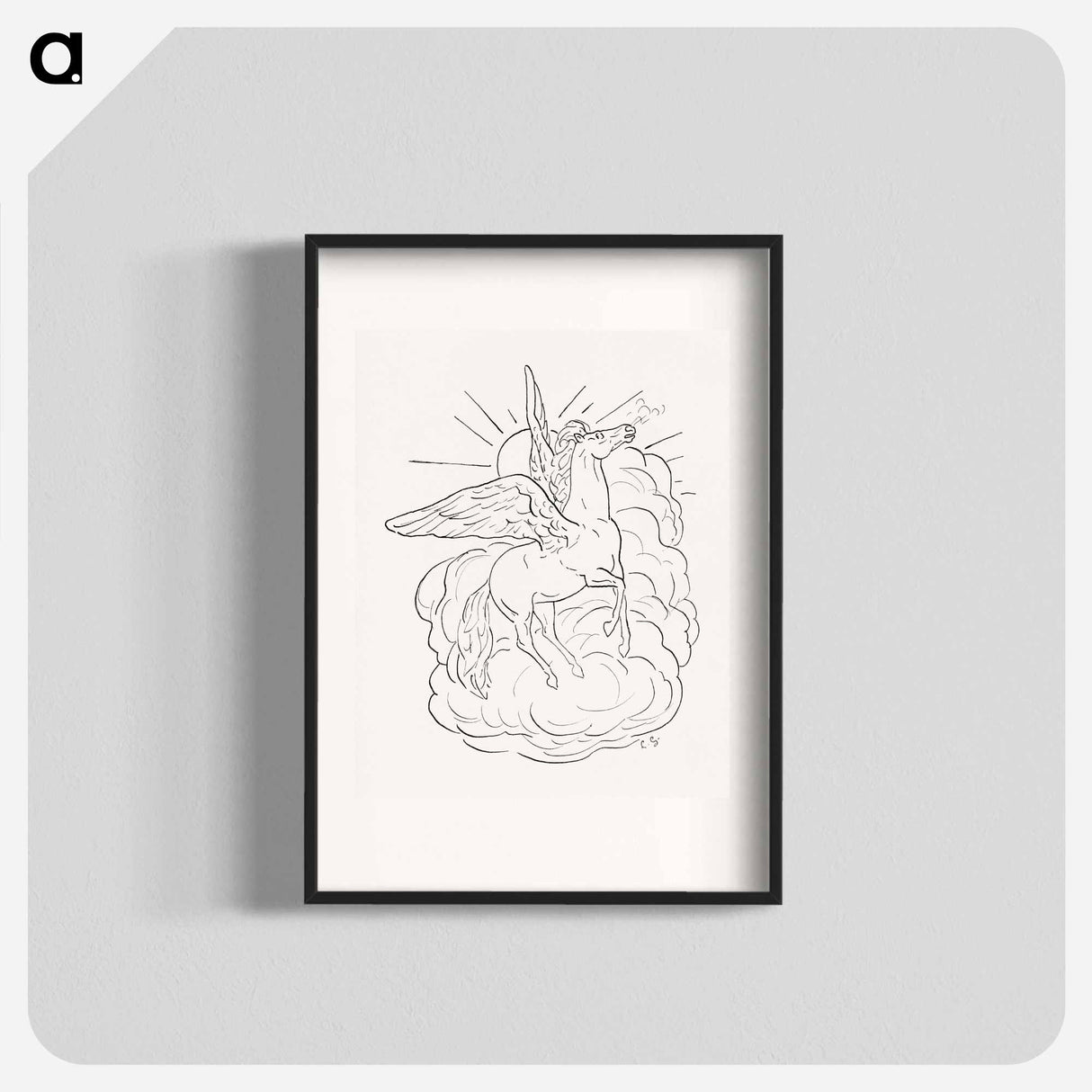 Pegasus flies in front of a cloud - Leo Gerstel Poster.