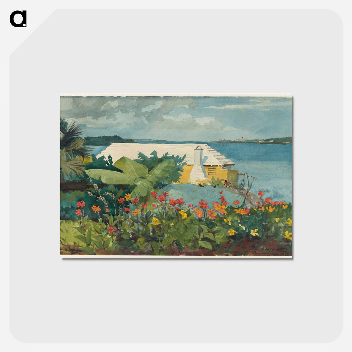 アートポストカード-Flower Garden and Bungalow, Bermuda - ウィンスロー ホーマー Postcard.