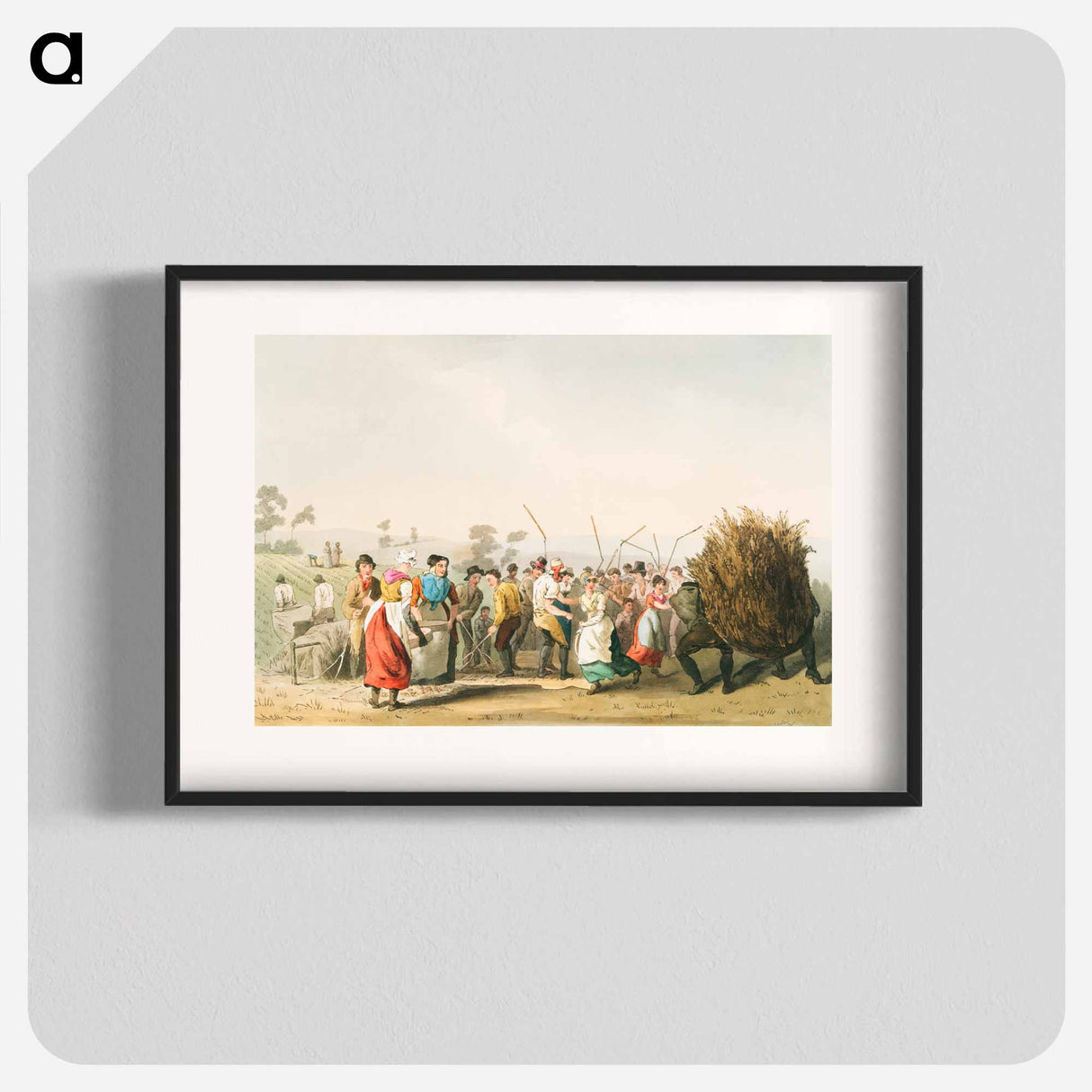 Illustration of rape threshing - 19世紀のヨークシャー Poster.