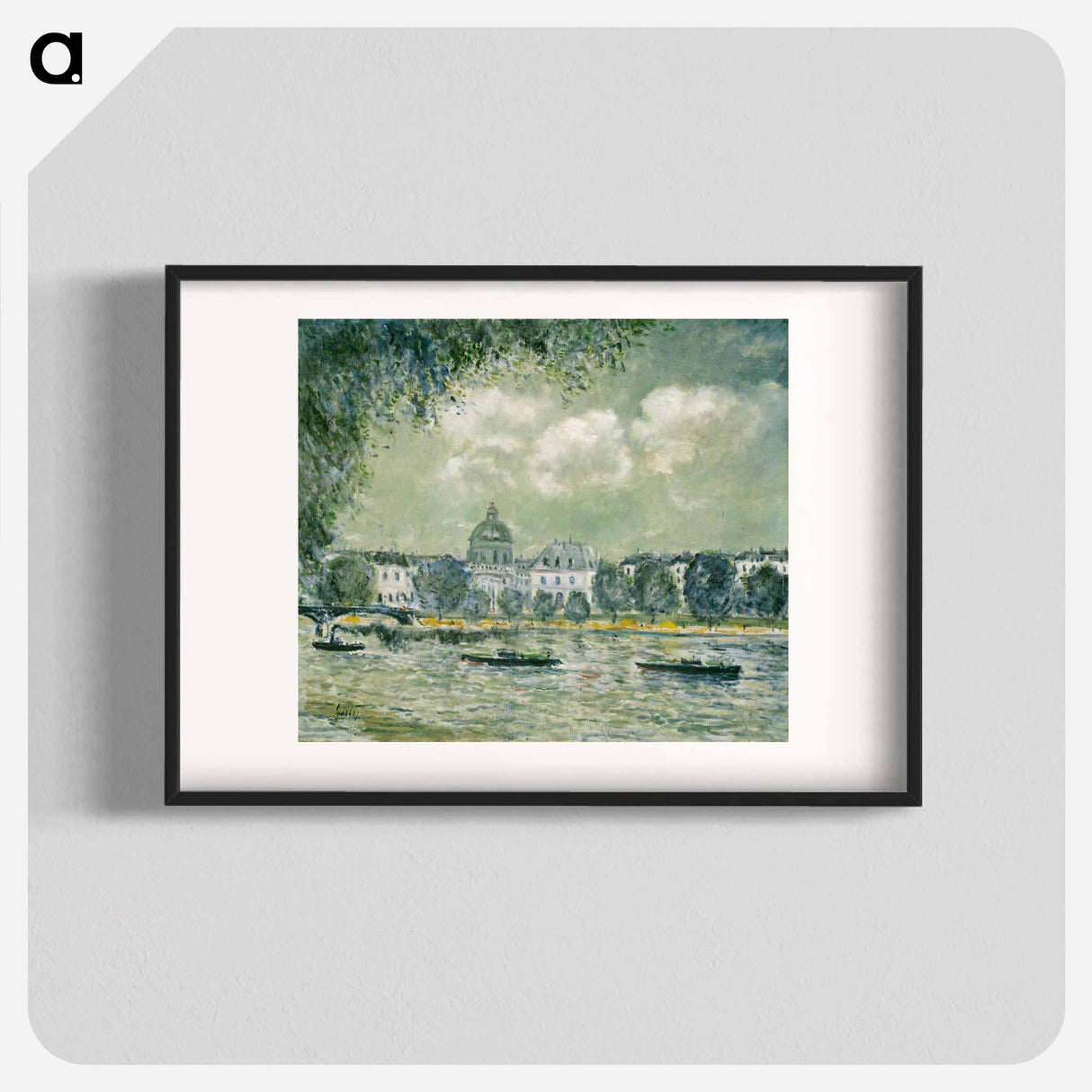 Landscape along the Seine with the Institut de France and the Pont des Arts - アルフレッド シスレー Poster.