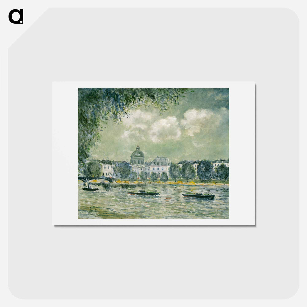 Landscape along the Seine with the Institut de France and the Pont des Arts - アルフレッド シスレー Postcard.
