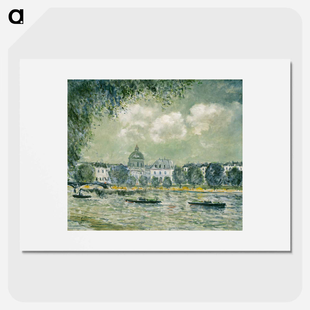 Landscape along the Seine with the Institut de France and the Pont des Arts - アルフレッド シスレー Poster.