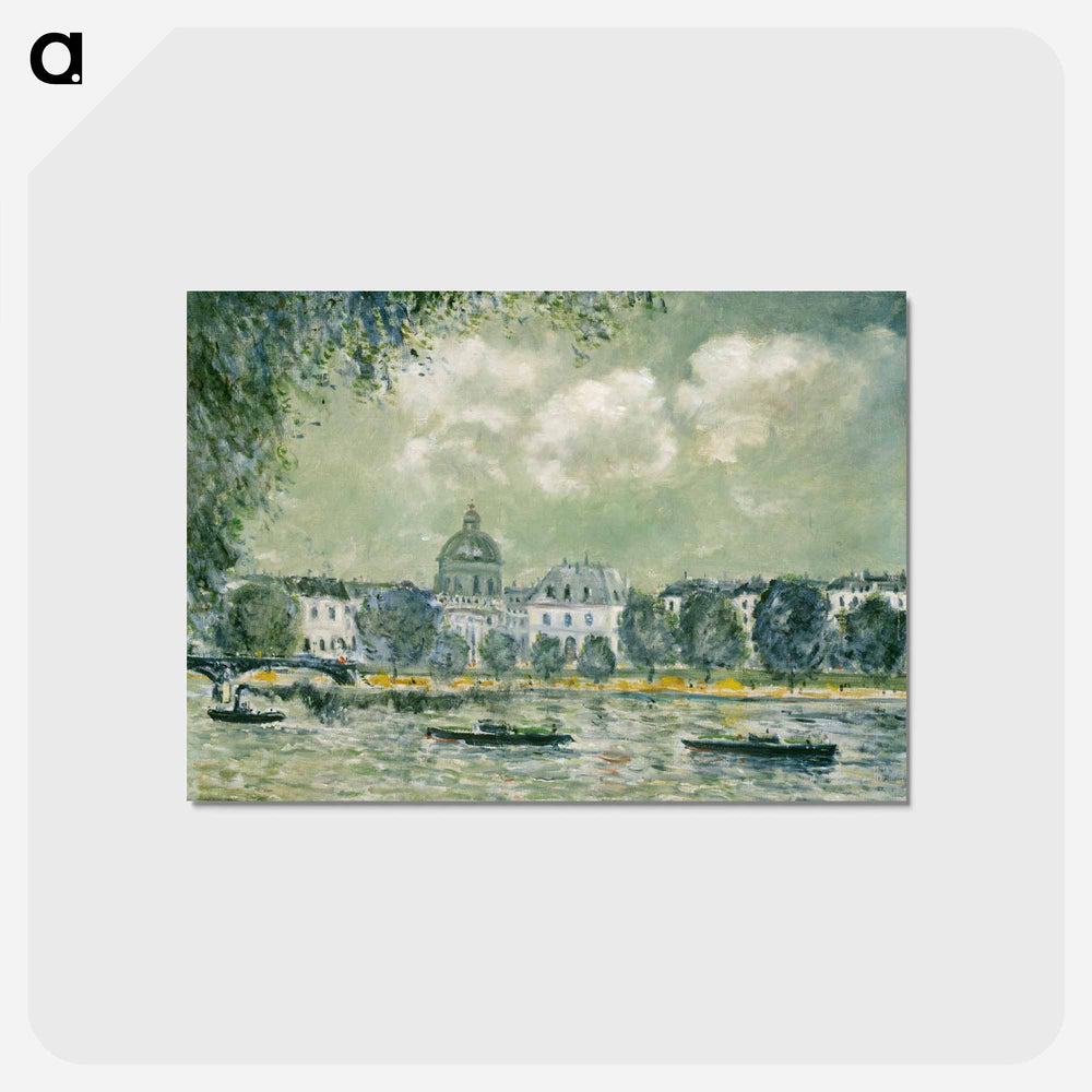 Landscape along the Seine with the Institut de France and the Pont des Arts - アルフレッド シスレー Postcard.