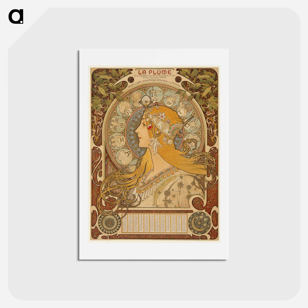 Zodiaque or La Plume - アルフォンス ミュシャ Postcard.