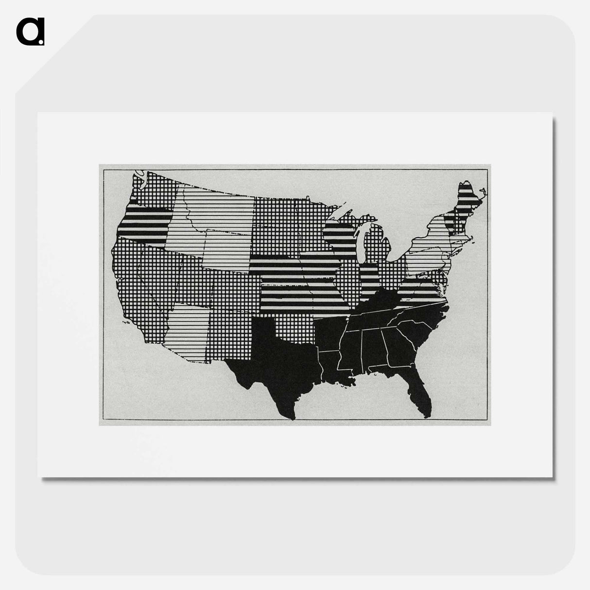 Map showing admission rates for measles by state, per 1000 per annum of white enlisted men in the United States - アンティーク地図 Poster.