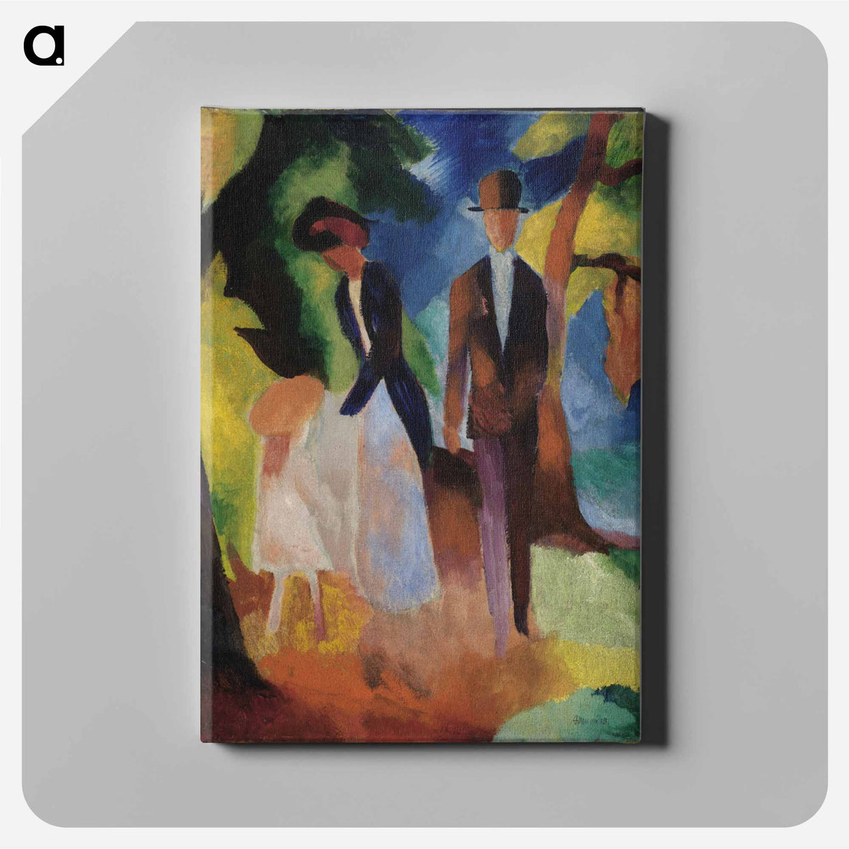 People by a Blue Lake - オーガスト マッケ Canvas.