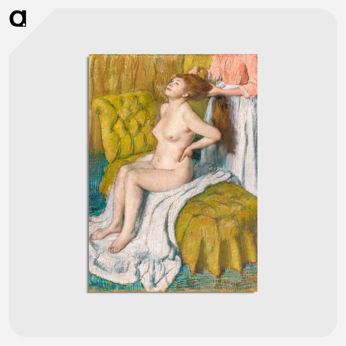アートポストカード-Woman Having Her Hair Combed - エドガー ドガ Postcard.