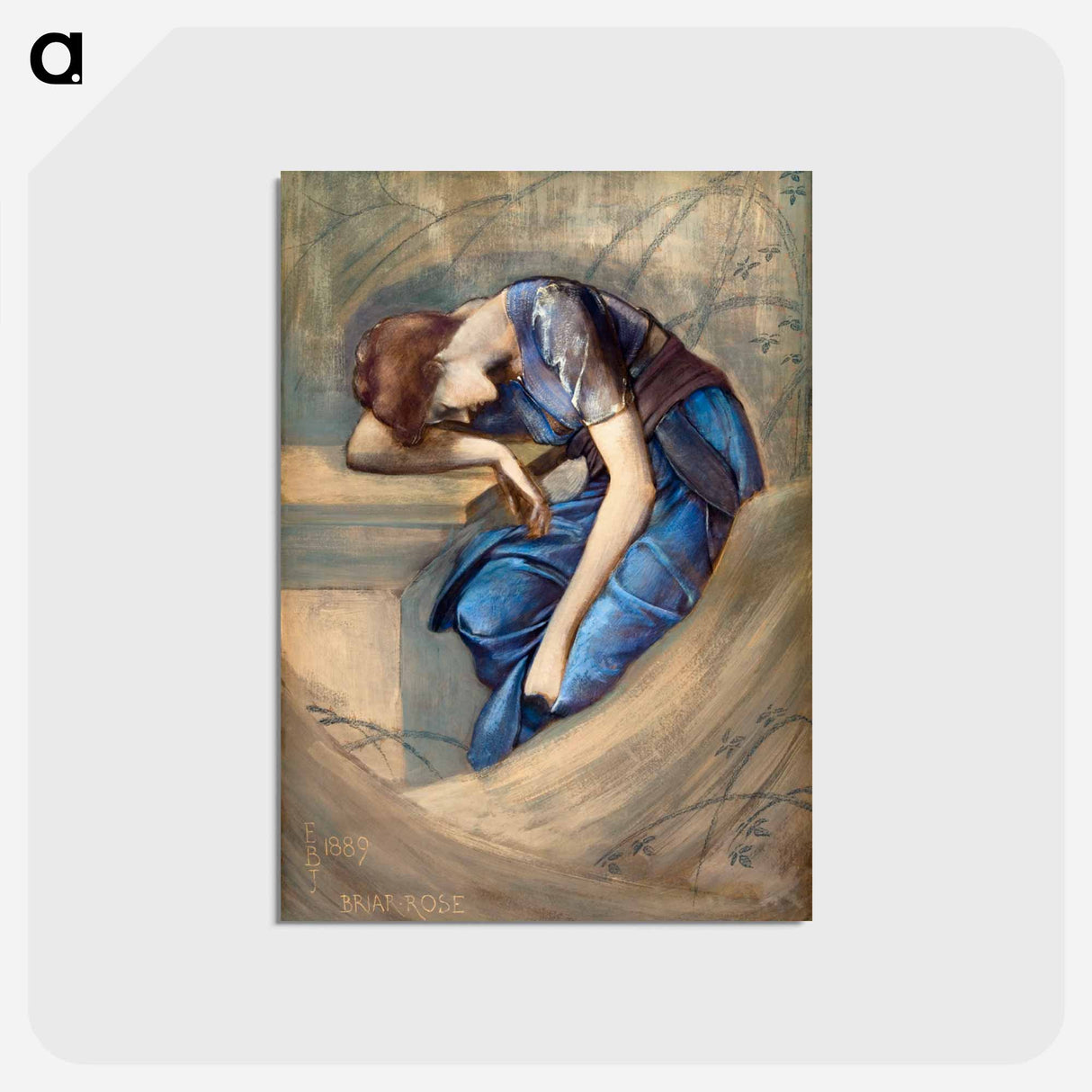 アートポストカード-The Briar Rose Series - Study for 'The Garden Court' - エドワード バーン ジョーンズ Postcard.
