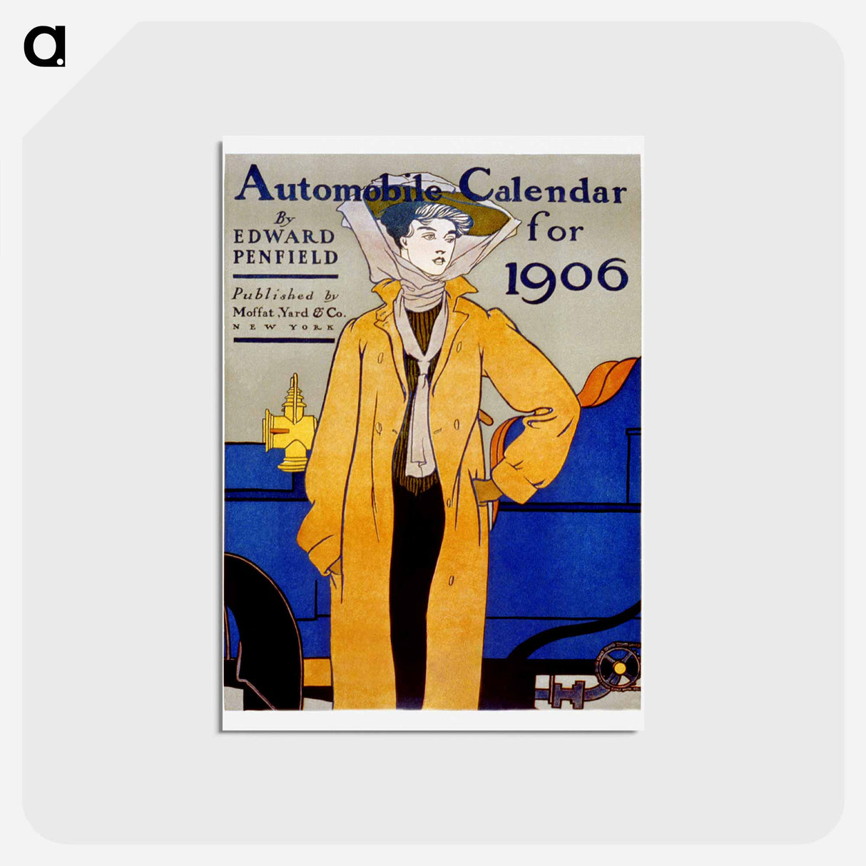 アートポストカード-Automobile calendar for 1906 print in high resolution by Edward Penfield - エドワード ペンフィールド Postcard.