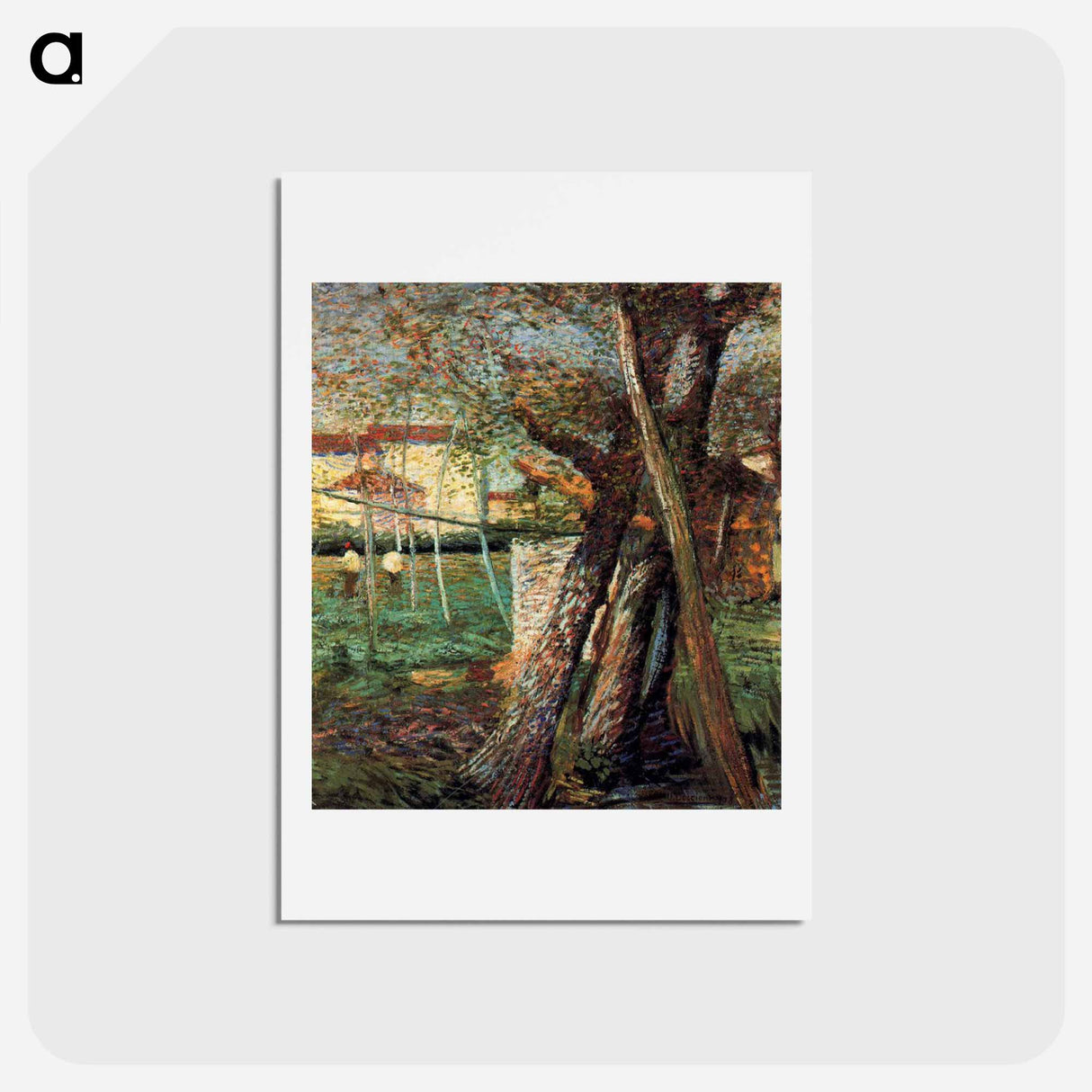 アートポストカード-Countryside with Trees - ウンベルト ボッチョーニ Postcard.