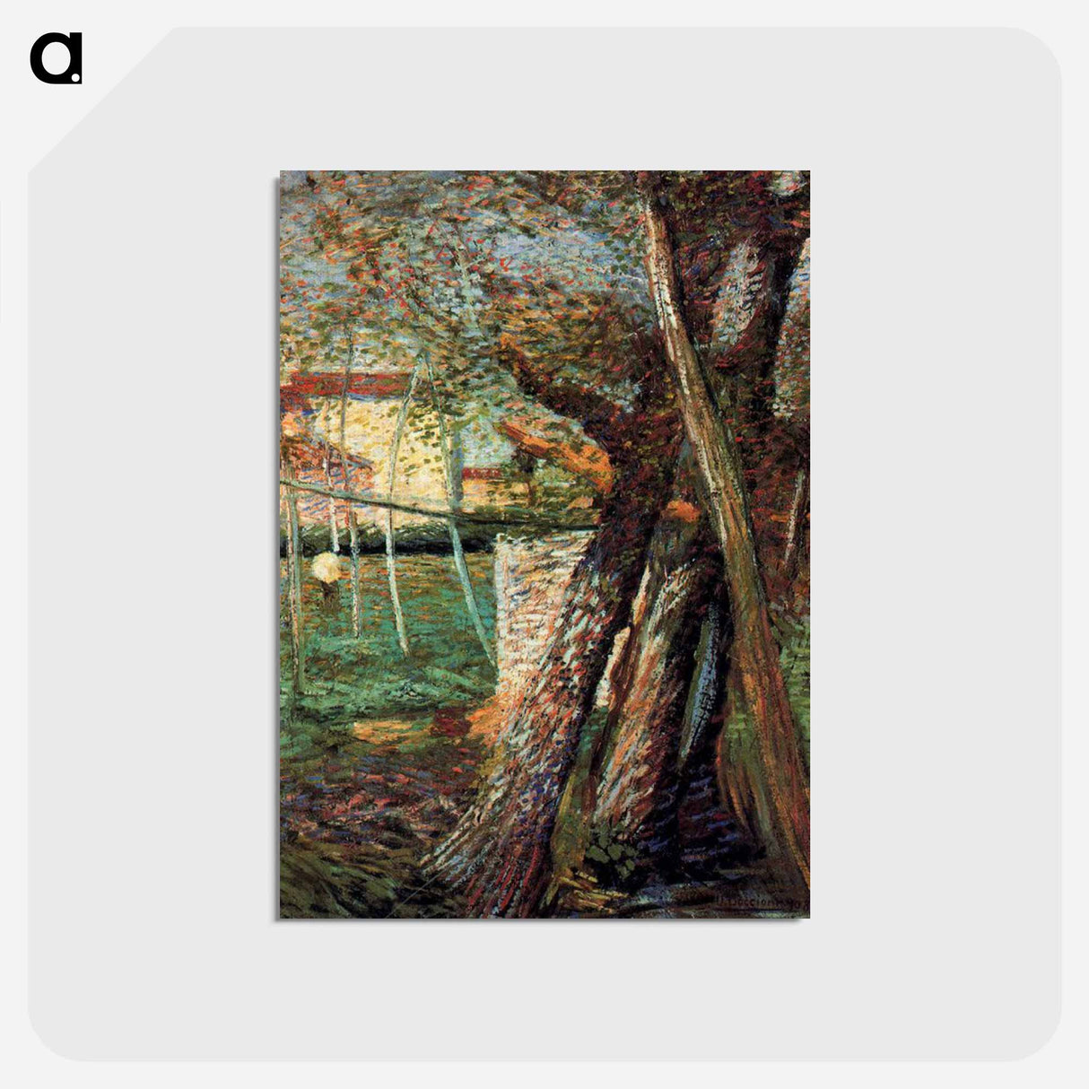 アートポストカード-Countryside with Trees - ウンベルト ボッチョーニ Postcard.