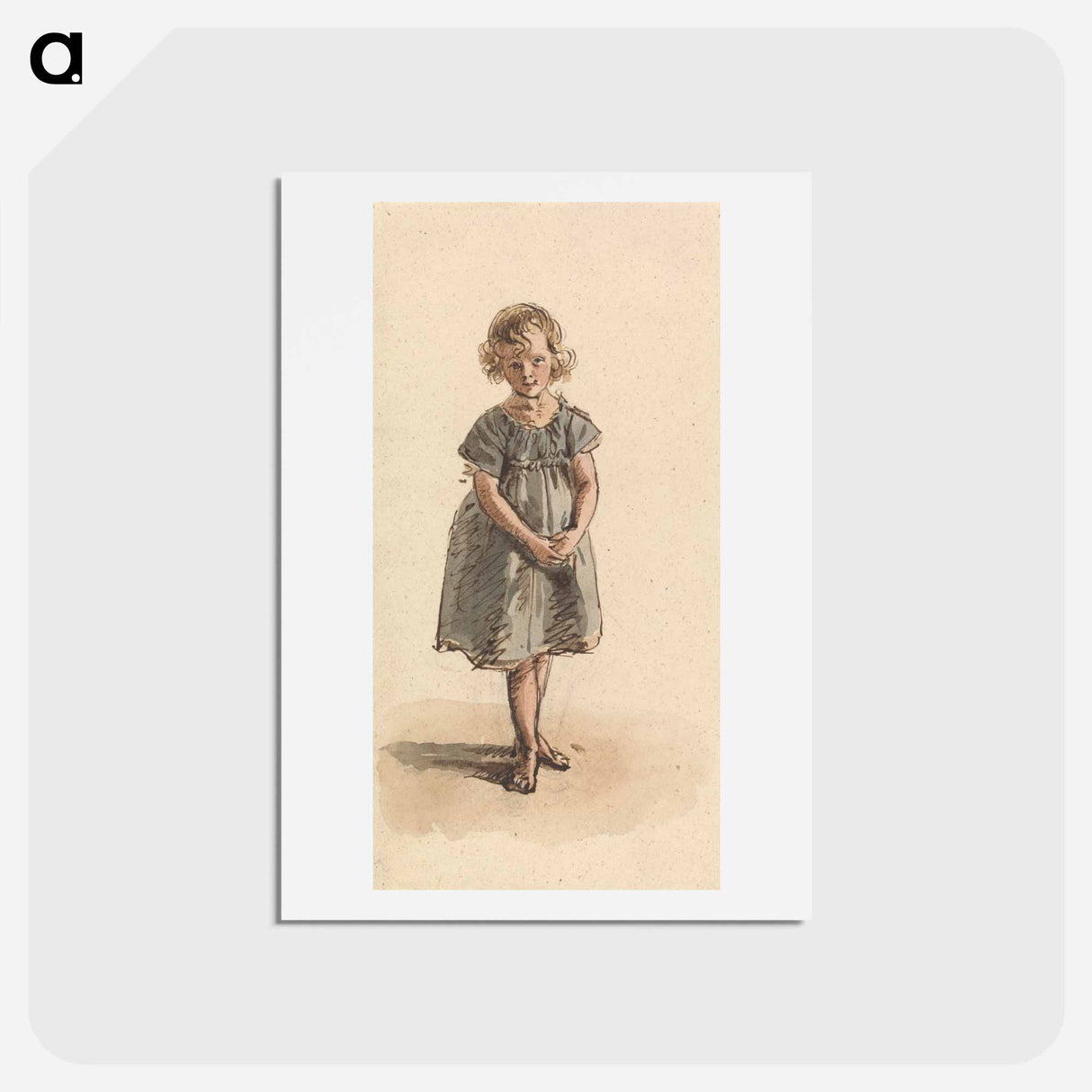 アートポストカード-Young Girl Standing Barefoot - ウィリアム ヘンリー ハント Postcard.