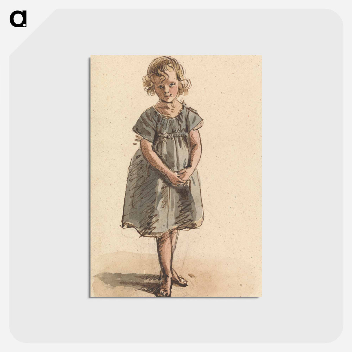 アートポストカード-Young Girl Standing Barefoot - ウィリアム ヘンリー ハント Postcard.