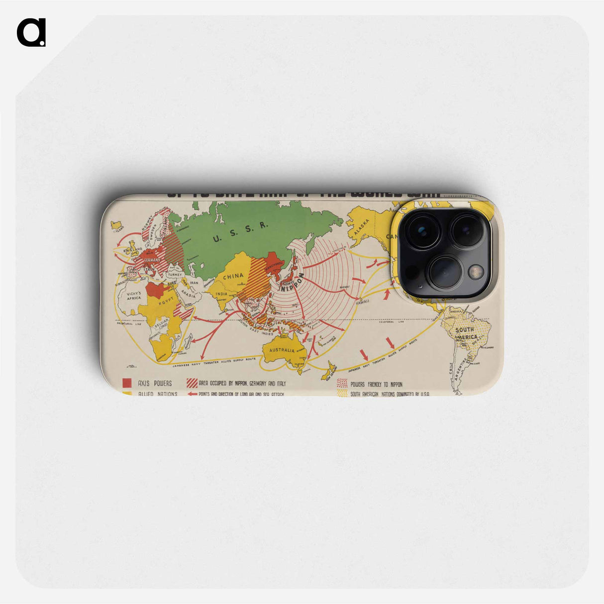 Up-to-date map of the world war - アンティーク地図 Phone Case.