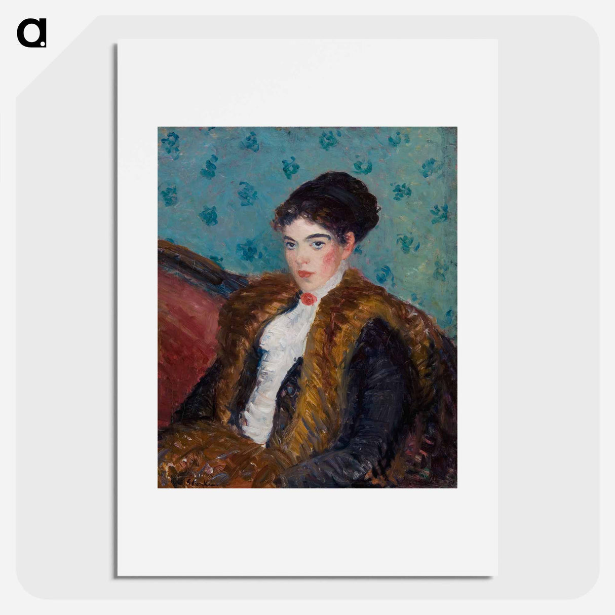 Girl with Fox Furs - William James Glackens Poster.
