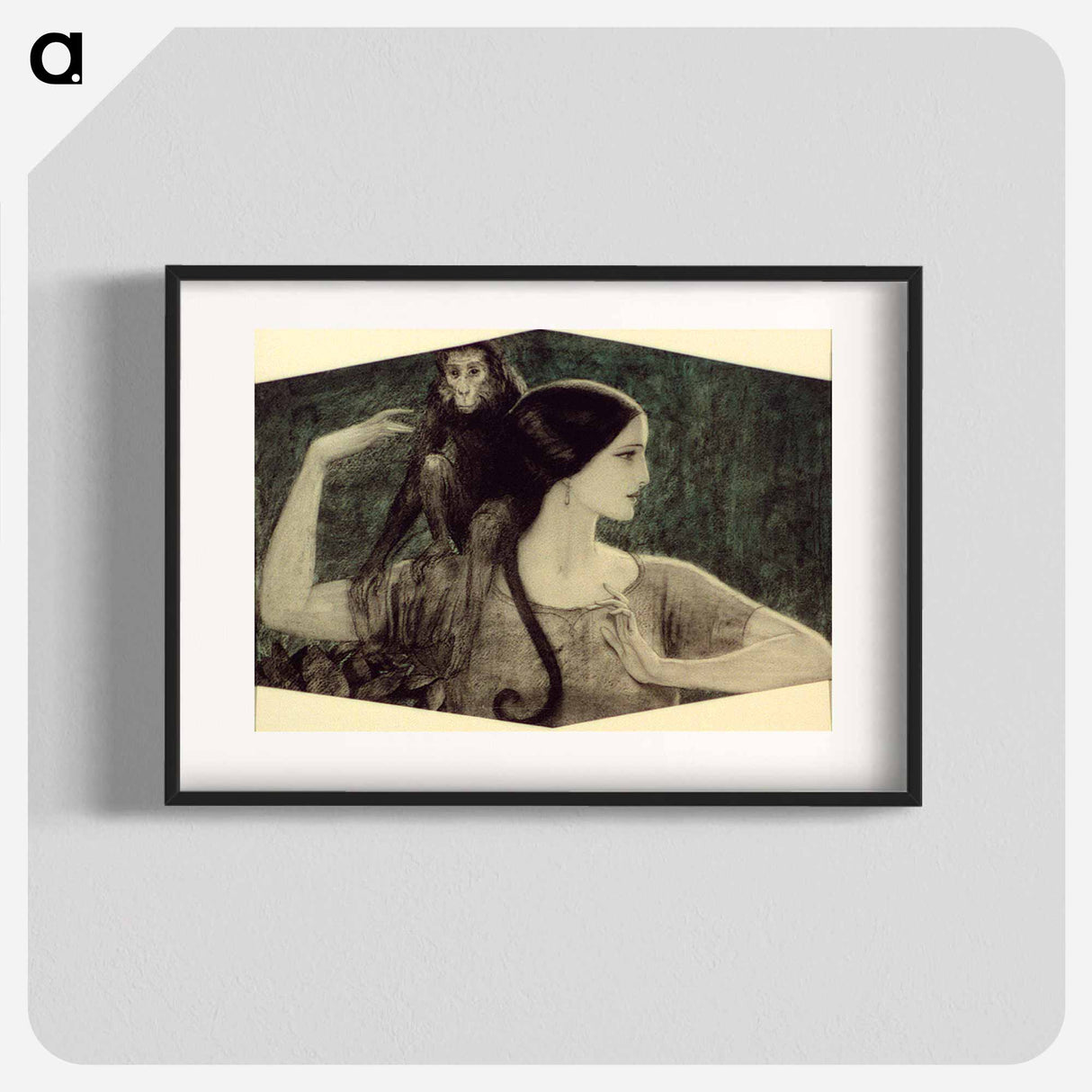 Indian woman with monkey on shoulders - ウワディスワフ テオドール ベンダ Poster.