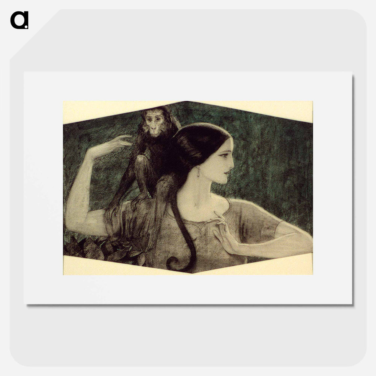 Indian woman with monkey on shoulders - ウワディスワフ テオドール ベンダ Poster.